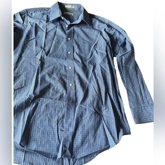 Pierre Cardin blue and white plaid Shirt, size 16 - Picture 1 of 5